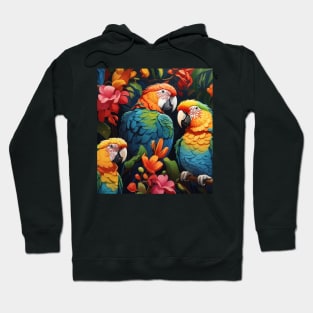 Floral Feathers: Parrot Serenity in a Tropical Garden Hoodie